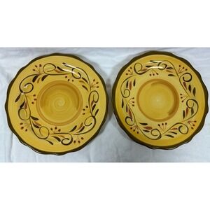 Home Trends Italian Villa Dinner Plates 11.25" Set Of 2 Yellow Tuscan Style